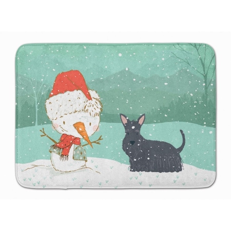 Carolines Treasures Scottish Terrier Snowman Christmas Machine Washable Memory Foam Mat CK2068RUG